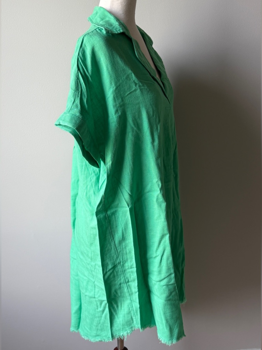 Umgee Bright Green Short-Sleeve Summer Dress/Swim Coverup Tunic - Picture 3 of 6